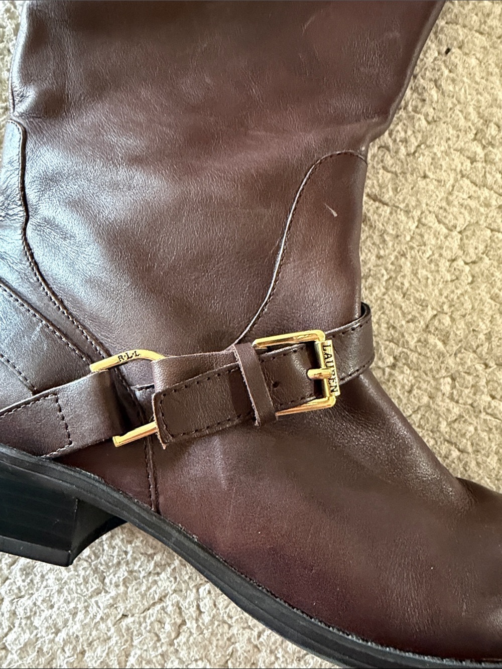 Lauren Ralph Lauren Brown Leather Mika Riding Boots 6.5 - Picture 3 of 10